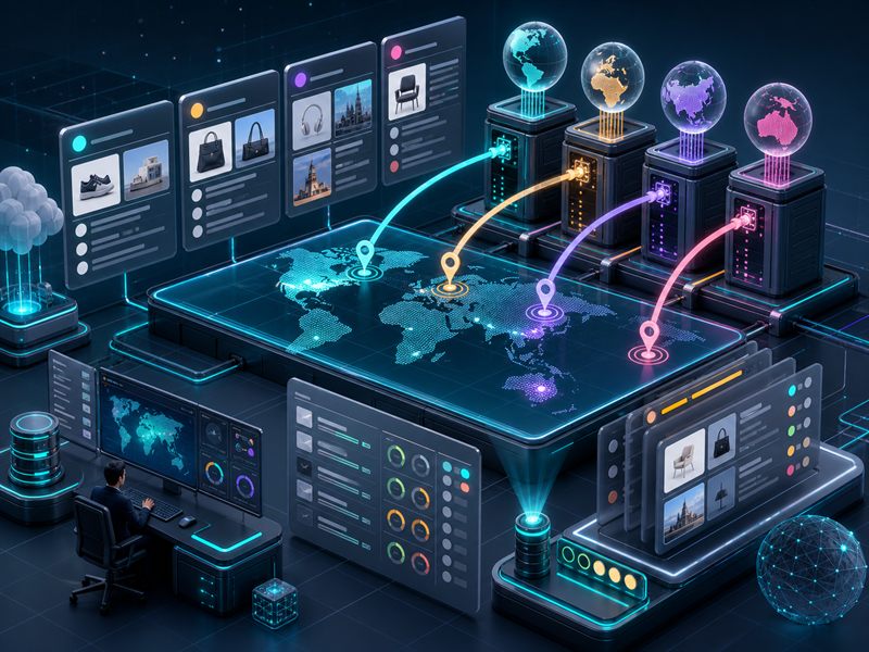Geo-targeted proxy lanes separating public availability monitoring records by market